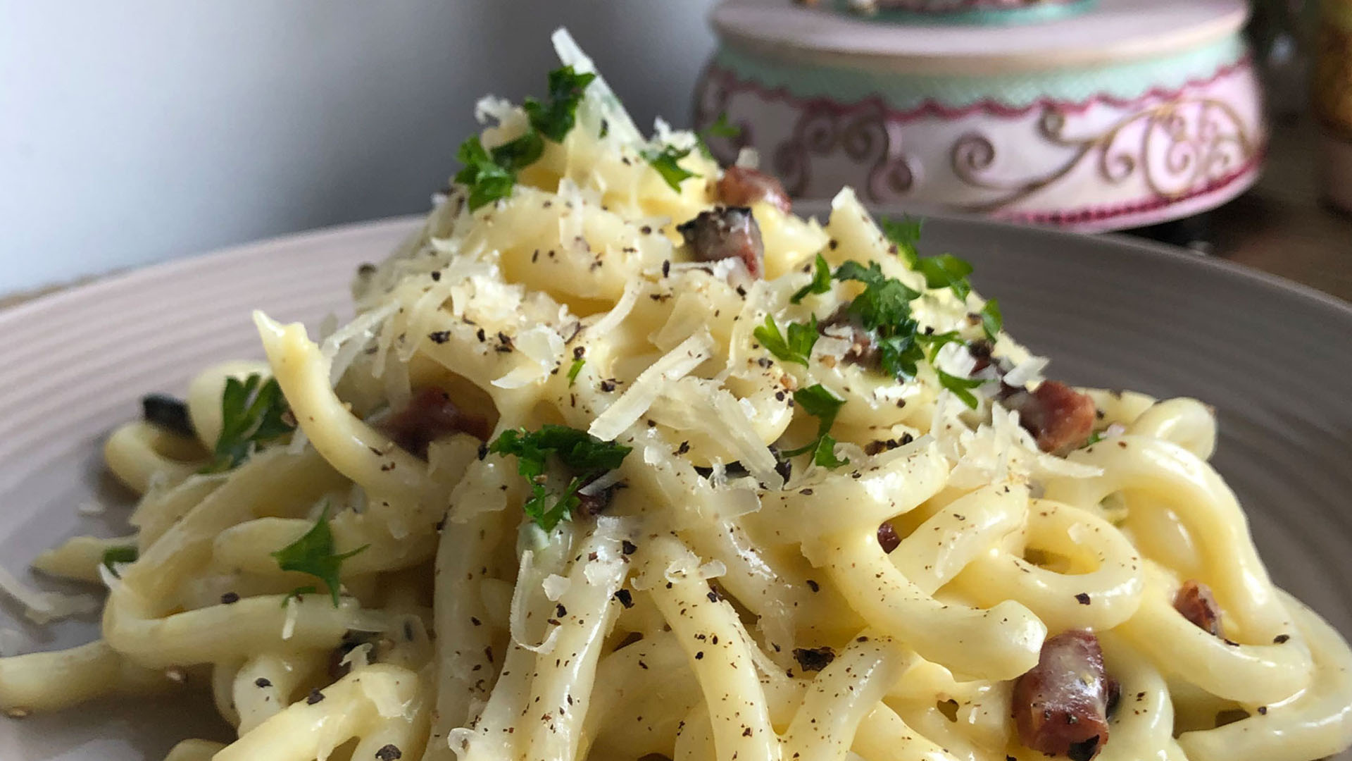 Creamy Carbonara Miso Udon
